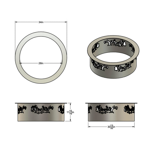 31" Deer Art Fire Ring with Rim