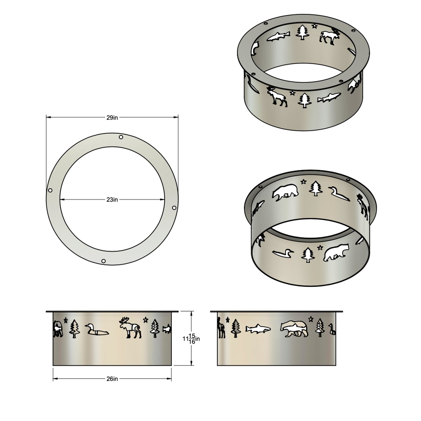 26" Maine Animal Firering w/Welded Rim