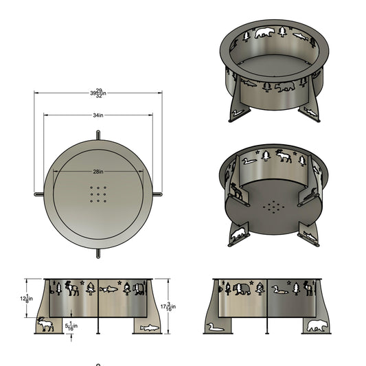 31" Maine Animal Fire Pit