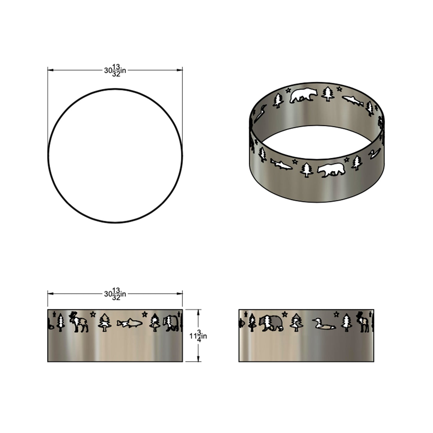 31" Maine Animal Fire Ring