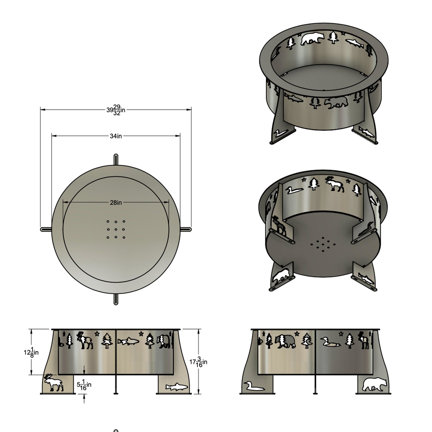 31" Maine Animal Fire Pit